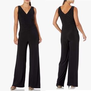 Nine West Black Sleeveless Jumpsuit with Asymmetrical Bodice. Size 4.